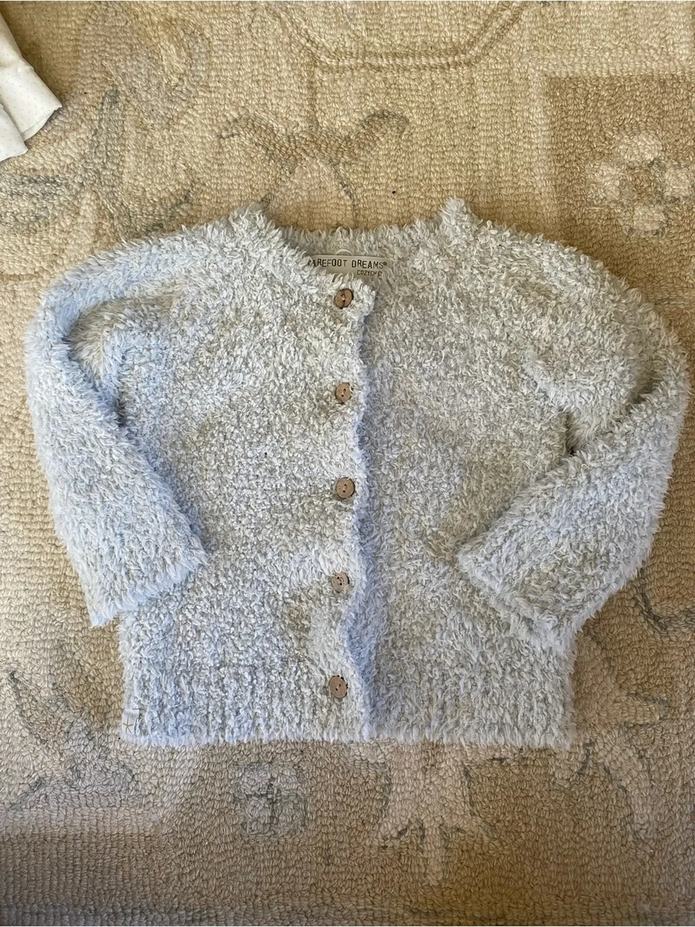 Barefoot Dreams Cozy Chic Plush Knit Baby Cardigan - Light Blue Sz 12-18 months